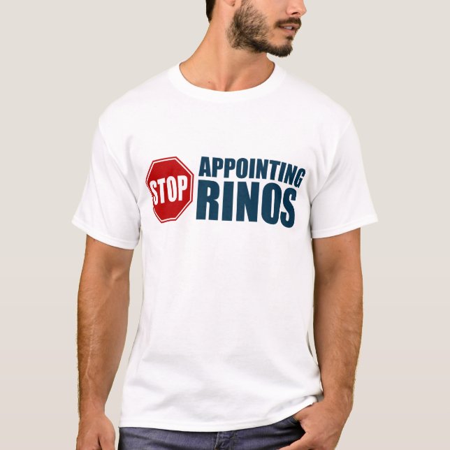 T-shirt Pare de apontar RINOs (Frente)