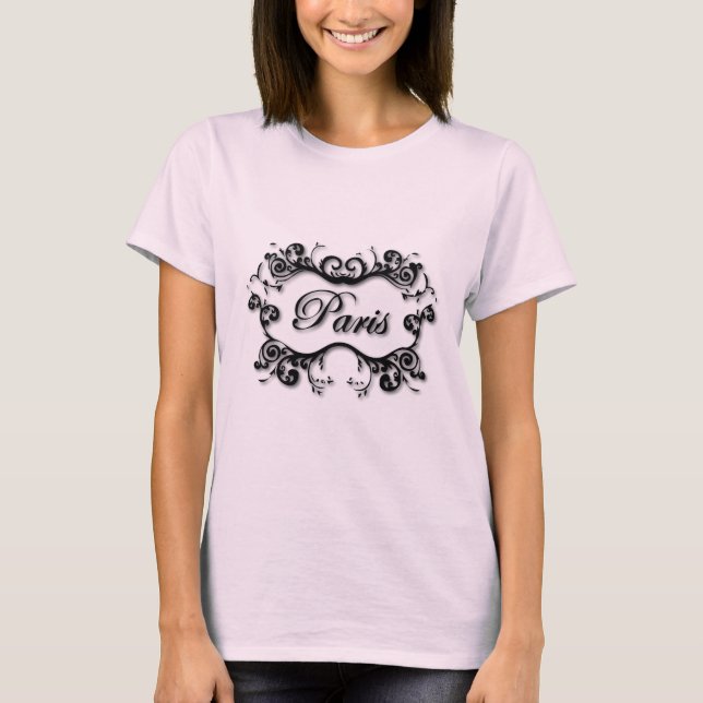 T-shirt Paris com Scrolls (Frente)