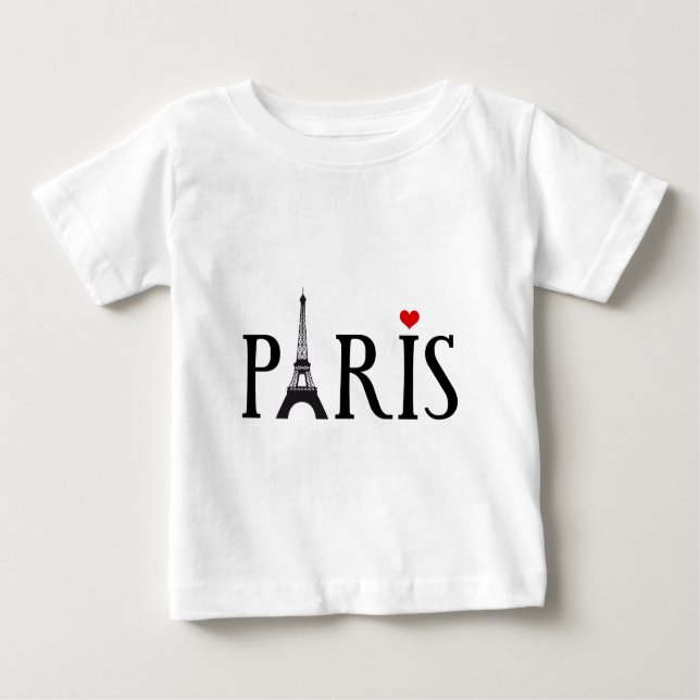 T-shirt Paris com torre Eiffel e coração vermelho (Frente)