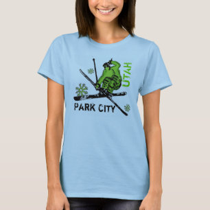 T-shirt Park City Utah, esquiador verde