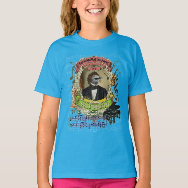 T-shirt Paródia animal de Schubert do compositor de Franz (Frente)