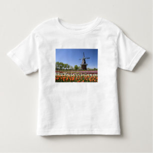 T-shirt Parque Windmill Island com tulipas em floração em