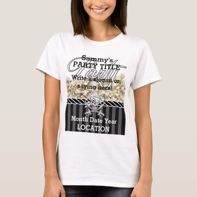 T-shirt Partido personalizado do pirata (Frente)