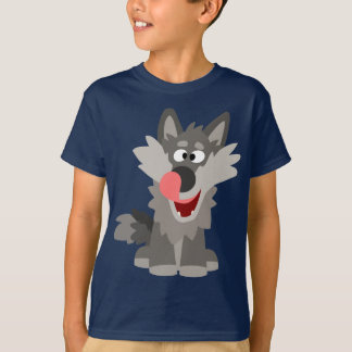 T-shirt parvo bonito das crianças do lobo dos