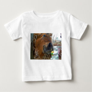T-shirt Páscoa Bunny e Cavalo Marrom