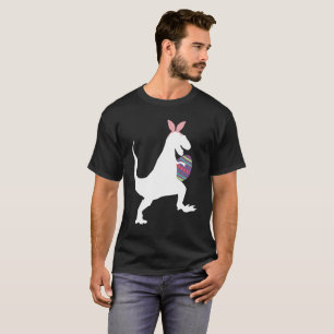 T-shirt Páscoa Bunny T-Rex Segurando Ovos Páscoa Pascha 