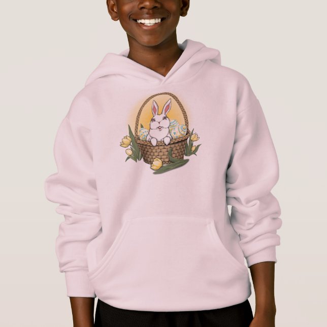T-shirt Páscoa Hoodie Easter Bunny Basket Kid (Frente)
