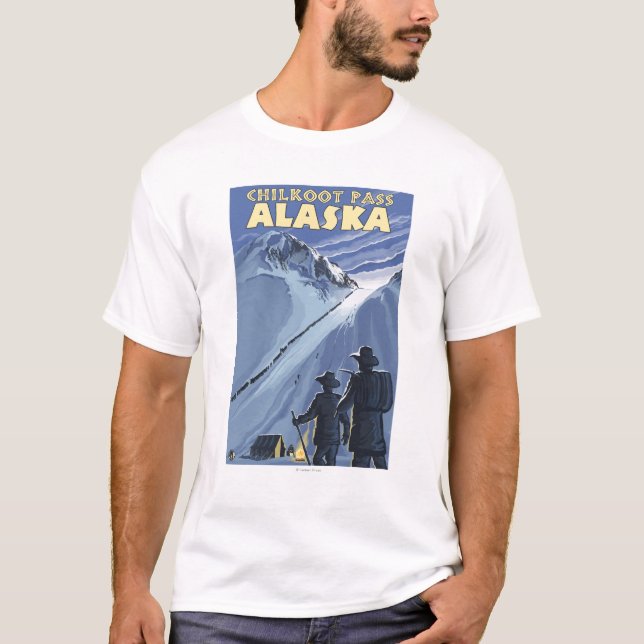 T-shirt Passagem de Chilkoot, mineiros Dourados de Alaska (Frente)