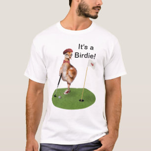 T-shirt Pássaro cómico que joga o golfe, texto