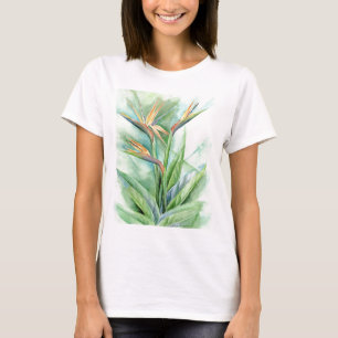 T-shirt Pássaro tropical da flor da pintura do paraíso -