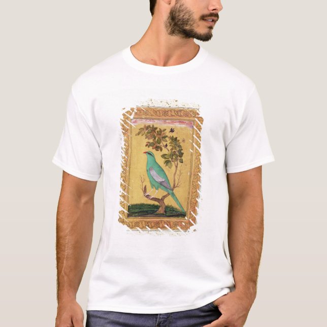 T-shirt Pássaro verde, Mughal (gouache no papel) (Frente)