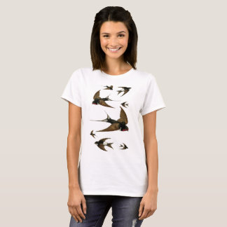 T-shirt Pássaros do vintage do rebanho das andorinhas