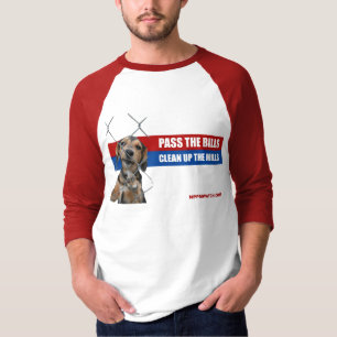 T-shirt Passe as contas/limpe os moinhos 3/4 de Capa