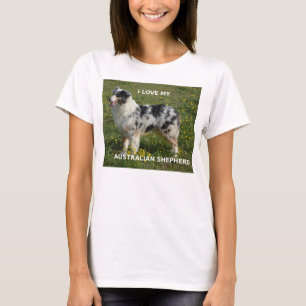 T-shirt pastor australiano blue merle amor c/ foto