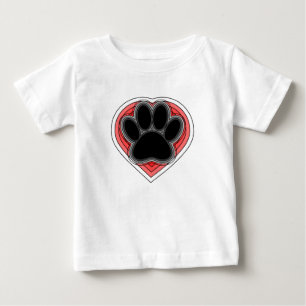 T-shirt Pata De Cães No Coração Vermelho Com Descriçõ