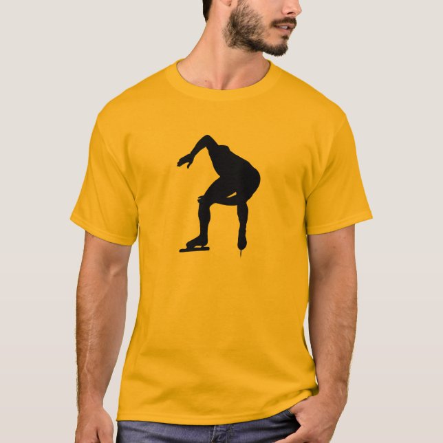 T-shirt Patinador amarelo alaranjado da velocidade (Frente)