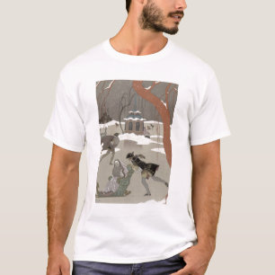 T-shirt Patinagem no gelo no lago congelado, ilustração