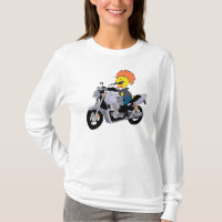 Pato dos desenhos animados em uma motocicleta