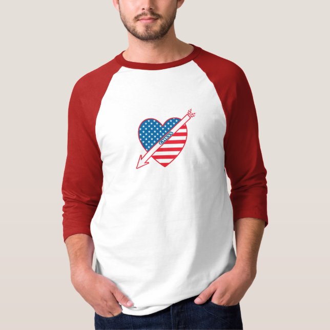 T-shirt Patriota da xadrez do coração (Frente)