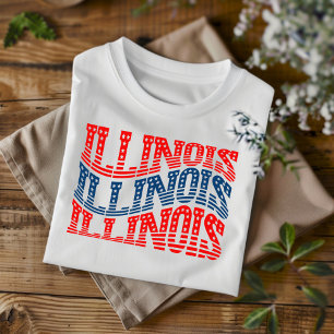 T-Shirt Patriotic Illinois Red e Blue Boho