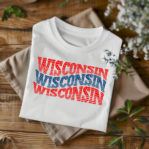 T-Shirt Patriotic Wisconsin Red and Blue Boho