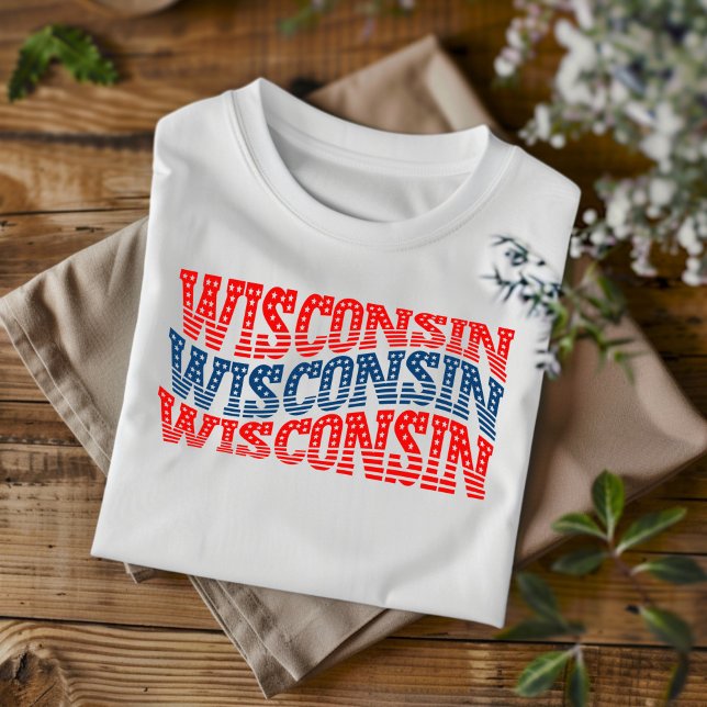 T-Shirt Patriotic Wisconsin Red and Blue Boho (Criador carregado)