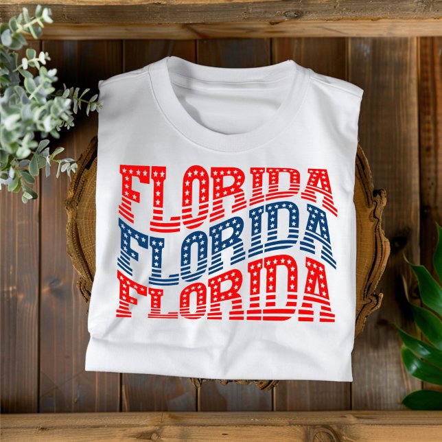 T-Shirt Patriótica Florida Red e Blue Boho (Criador carregado)