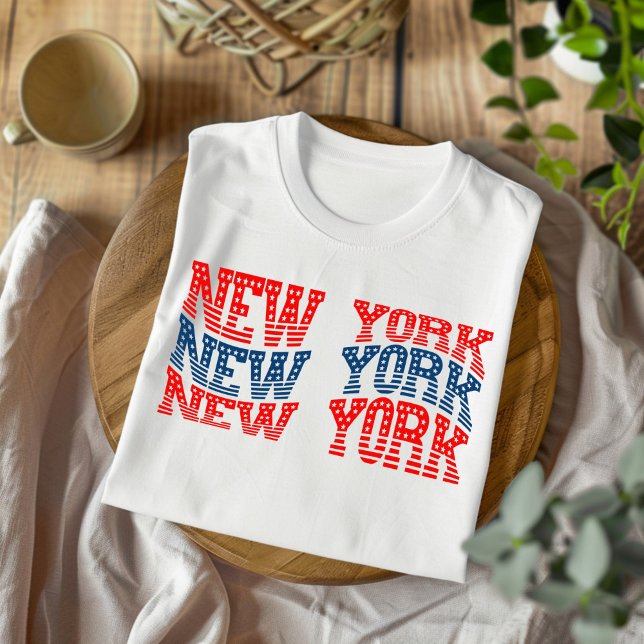 T-Shirt Patriótica New York Red e Blue Boho (Criador carregado)