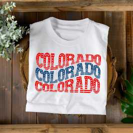 T-Shirt Patriótico Colorado Vermelho e Azul Boho
