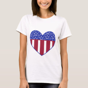 T-shirt patriótico da bandeira do coração dos E
