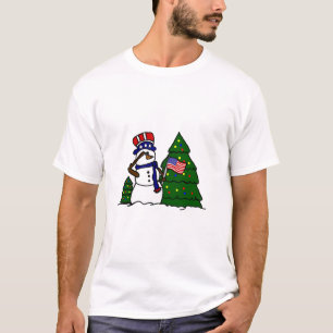 T-shirt patriótico do boneco de neve do Natal