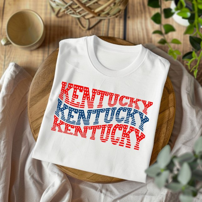 T-Shirt Patriótico Kentucky Red e Blue Boho (Criador carregado)