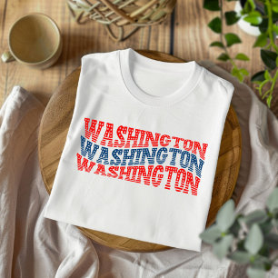 T-Shirt Patriótico Washington Vermelho e Azul Boho
