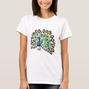 T-shirt Pavão colorido dos desenhos animados