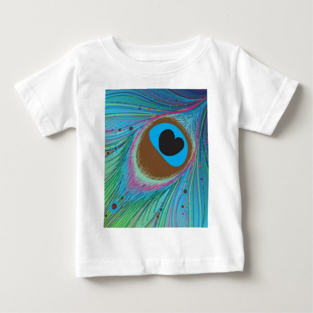 T-shirt Pavão de plano de fundo (Frente)