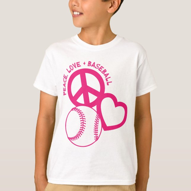 T-shirt Paz-Amor-Basebol, melão (Frente)