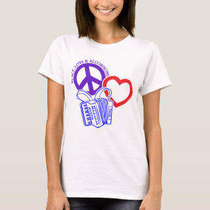 T-SHIRT PAZ, AMOR E ACORDEÕES