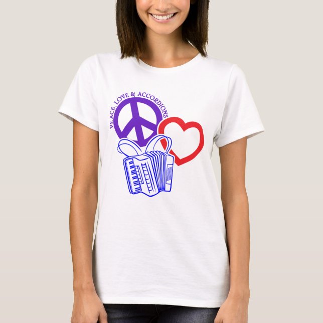 T-SHIRT PAZ, AMOR E ACORDEÕES (Frente)