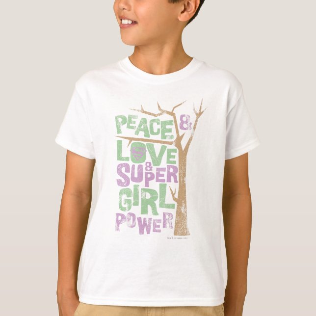 T-shirt Paz, amor e poder da supermenina (Frente)