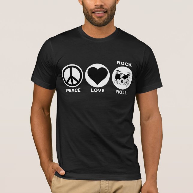 T-shirt Paz/Amor/Rock & Roll (Frente)