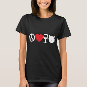 T-shirt Paz, amor, vinho e gatos (escuros)
