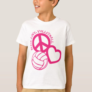 T-shirt Paz-Amor-Voleibol. rosa