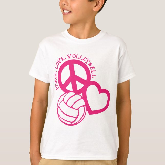 T-shirt Paz-Amor-Voleibol. rosa (Frente)