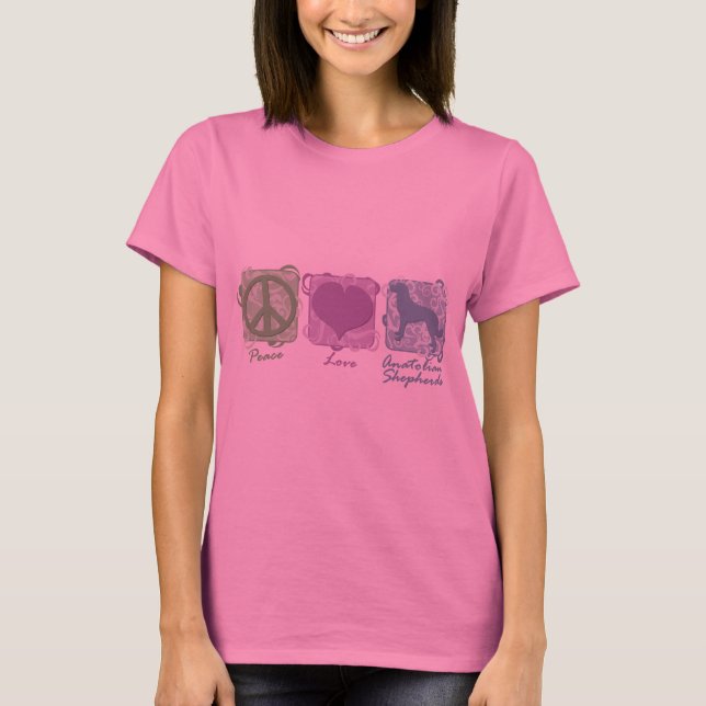 T-shirt Paz Pastel, amor, e pastores anatólios (Frente)