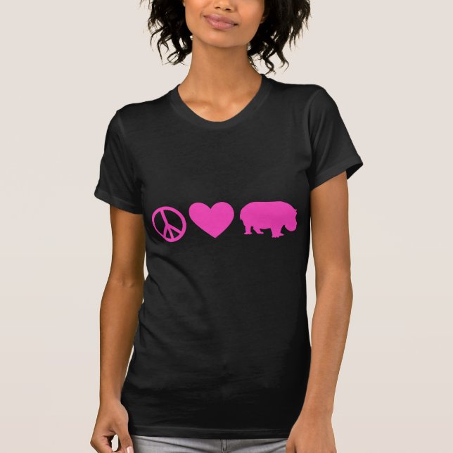T-shirt Paz Rosa Amor e Hipopótamos (Frente)
