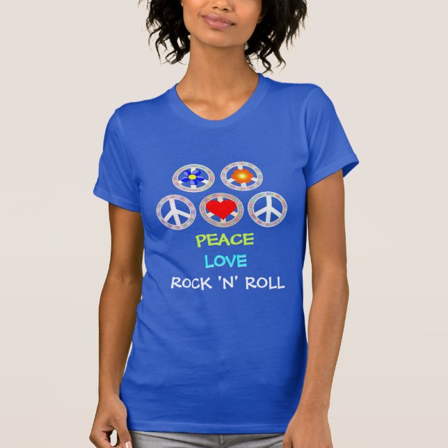 T-Shirt PEACE, AMOR, ROCK 'N' (Frente)
