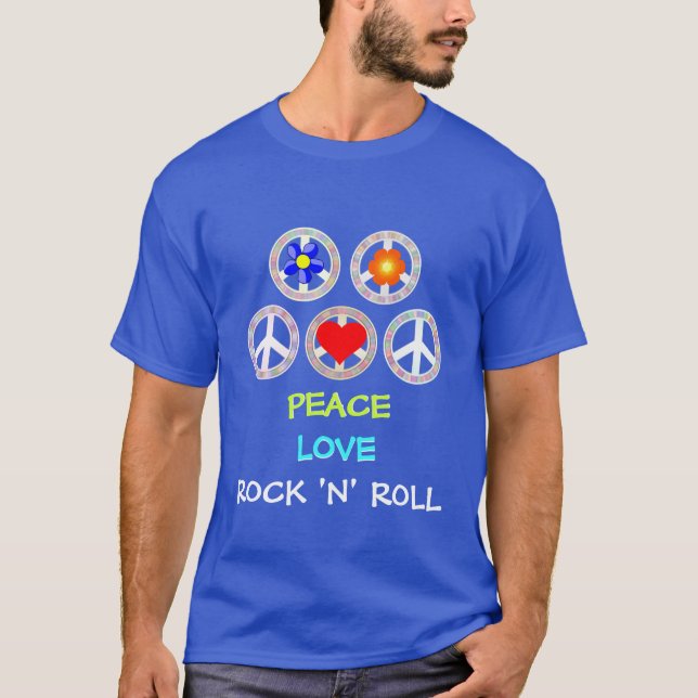 T-Shirt PEACE, AMOR, ROCK 'N' (Frente)