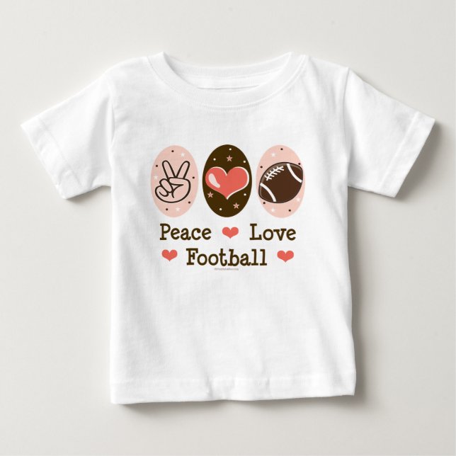 T-shirt Peace Love Football Baby Long Sleeve Tee (Frente)
