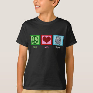 T-shirt Peace Love Hippos Cute Hippo Kids