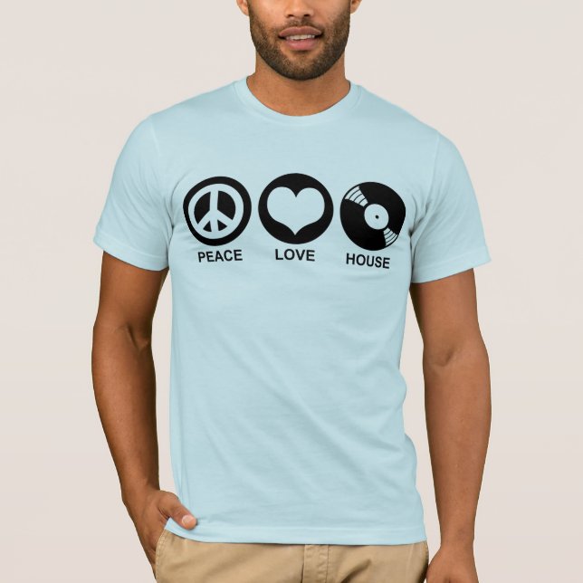 T-shirt Peace Love House (Frente)